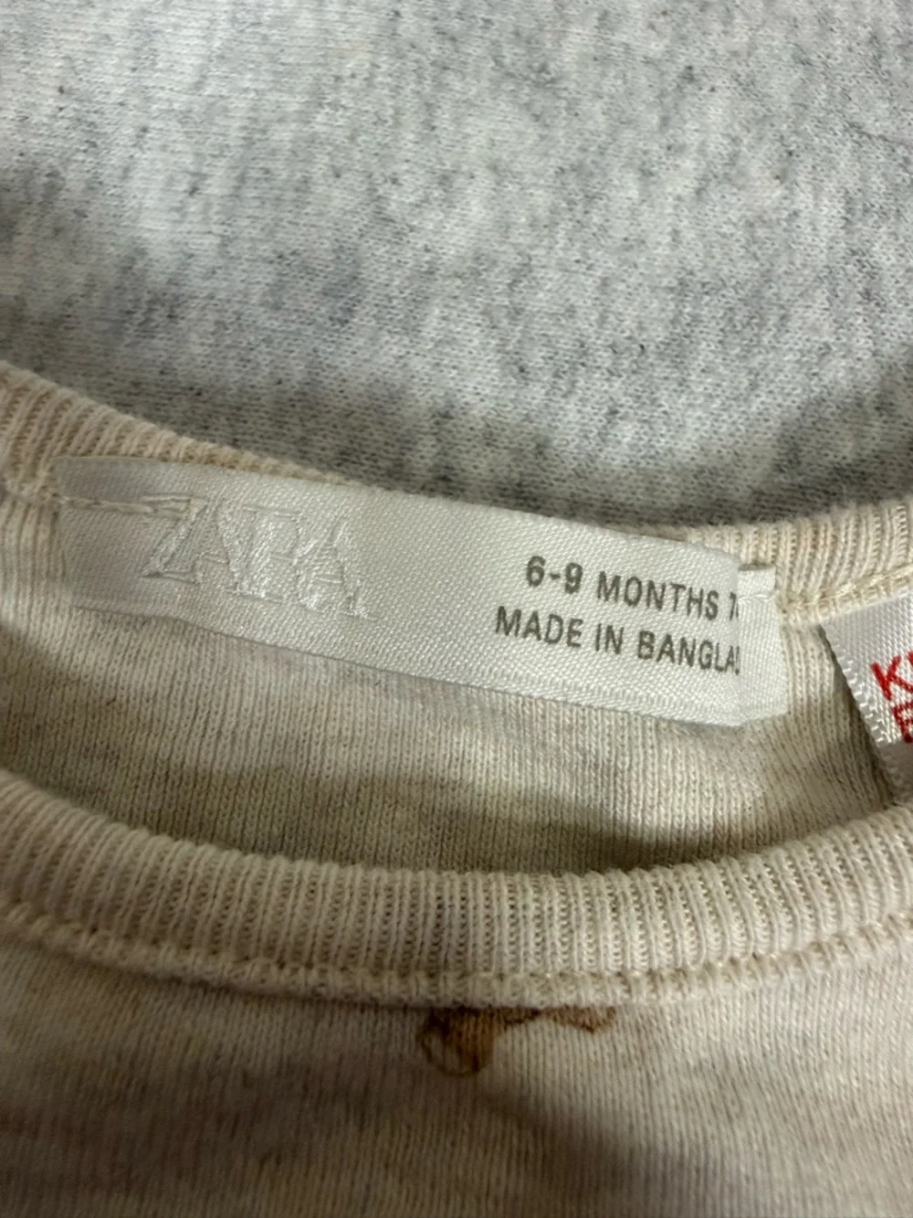 Zara‎ Baby Bear Bodysuit - Creme- 6–9 Months